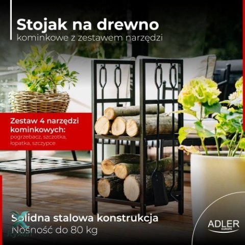 AD 6815 Stojak na drewno kominkowe z zestawem narzędzi ADLER
