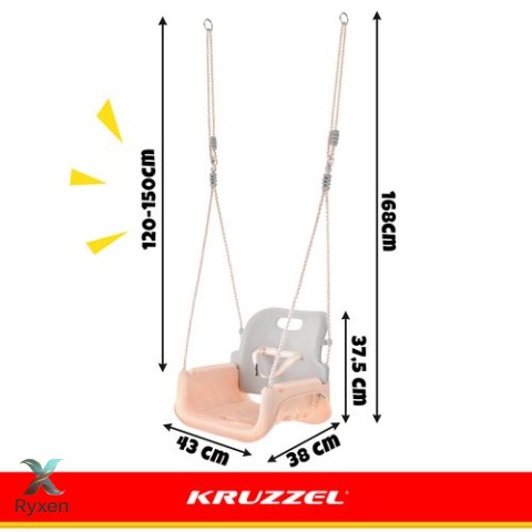 Huśtawka dla dzieci 3w1 szaro-beżowa Kruzzel KRUZZEL