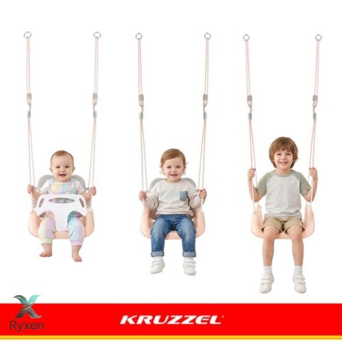 Huśtawka dla dzieci 3w1 szaro-beżowa Kruzzel KRUZZEL