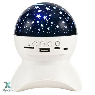 Lampka Nocna Projektor Gwiazd Głośnik 3w1 LED Bluetooth Biała LEAN