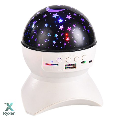 Lampka Nocna Projektor Gwiazd Głośnik 3w1 LED Bluetooth Biała LEAN
