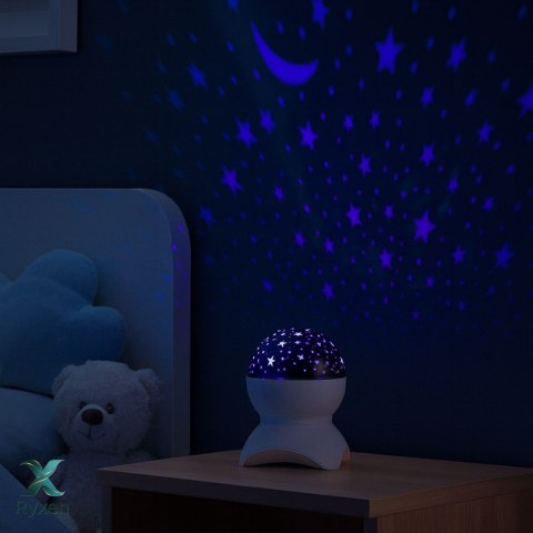 Lampka Nocna Projektor Gwiazd Głośnik 3w1 LED Bluetooth Biała LEAN