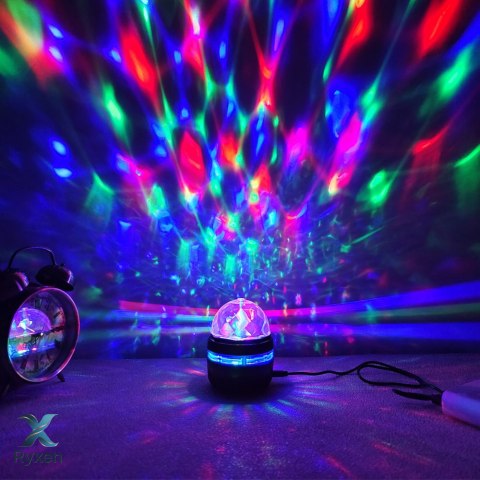 Projektor Kula Lampka Nocna Kolorowe Światła LED Pilot 360° LEAN