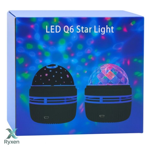 Projektor Kula Lampka Nocna Kolorowe Światła LED Pilot 360° LEAN