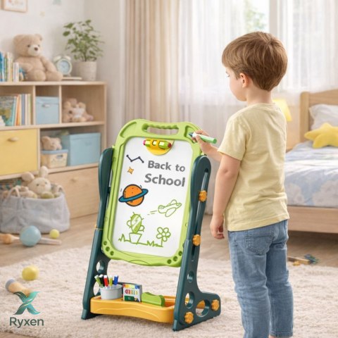 Tablica Dwustronna Magnetyczna Kredowa Suchościeralna Zielona 52 el. LEAN TOYS