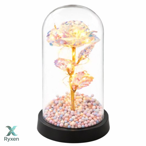 Wieczna Róża W Szklanej Kopule Oświetlenie LED Kryształowa 21,5 x 11 cm LEAN