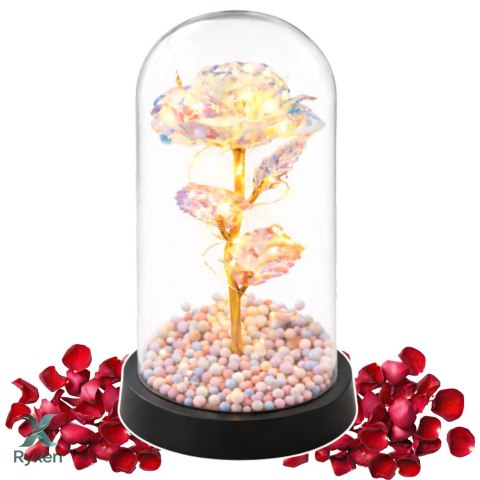 Wieczna Róża W Szklanej Kopule Oświetlenie LED Kryształowa 21,5 x 11 cm LEAN