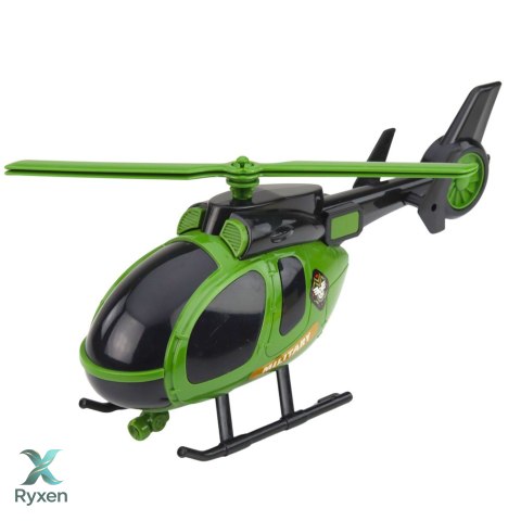 Zestaw Militarny Wojskowy Ciężarówka Laweta Auto Helikopter Światła Dźwięk LEAN TOYS