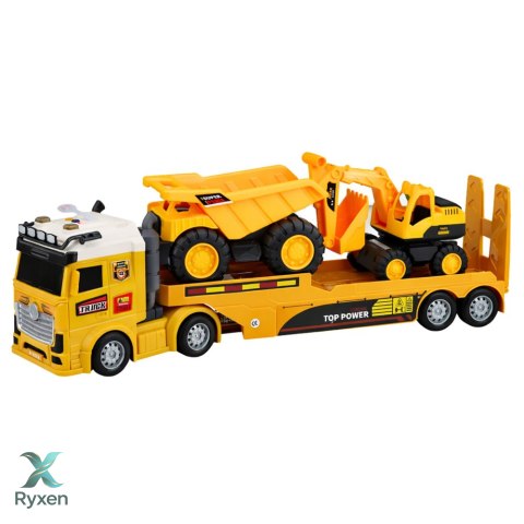 Zestaw Pojazdy Budowlane Ciężarówka Laweta Koparka Wywrotka Światła Dźwięk LEAN TOYS