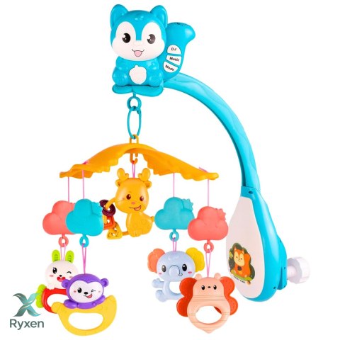 Karuzela Do Łóżeczka z Wiewiórką Projektor Zawieszki Pilot Muzyka LEAN TOYS