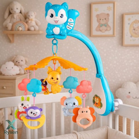 Karuzela Do Łóżeczka z Wiewiórką Projektor Zawieszki Pilot Muzyka LEAN TOYS