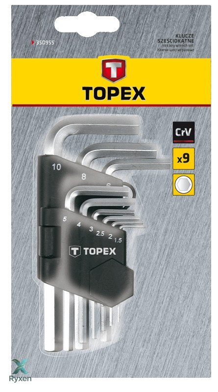 Klucze sześciokątne 1.5-10 mm, zestaw 9 szt. TOPEX