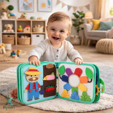 Książeczka Edukacyjna Sensoryczna Filcowa 3D Zwierzęta Domowe Krowa LEAN TOYS