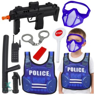 Zestaw Policyjny Kamizelka Karabin Maska Krótkofalówka Akcesoria LEAN TOYS