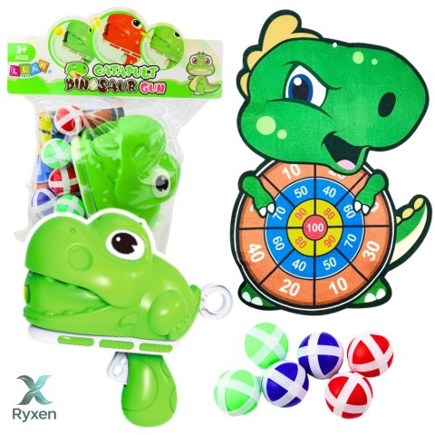 Gra Zręcznościowa Strzał Do Celu Pistolet Kulki Na Rzep Dinozaur LEAN TOYS