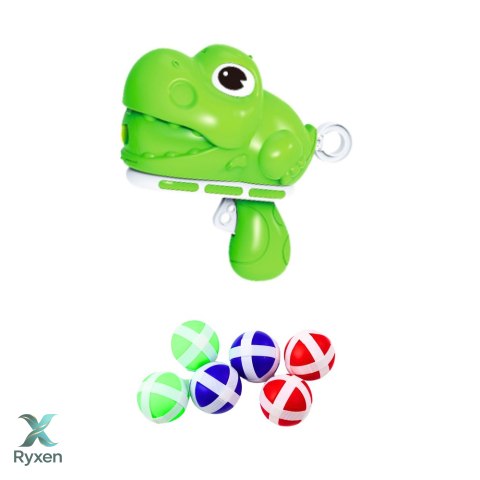 Gra Zręcznościowa Strzał Do Celu Pistolet Kulki Na Rzep Dinozaur LEAN TOYS