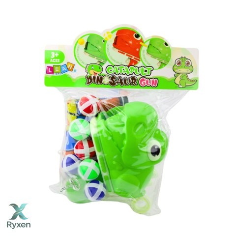 Gra Zręcznościowa Strzał Do Celu Pistolet Kulki Na Rzep Dinozaur LEAN TOYS