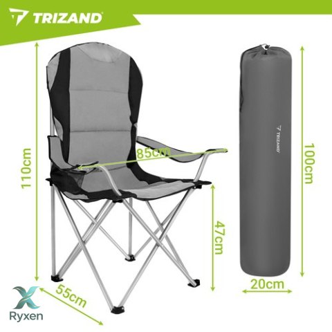 Krzesło wędkarskie czarno-szare Trizand TRIZAND