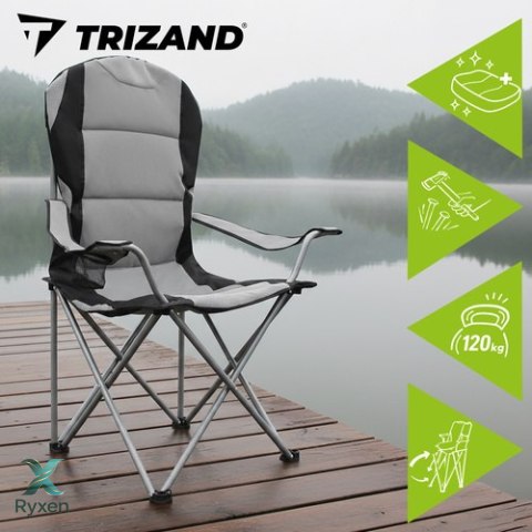 Krzesło wędkarskie czarno-szare Trizand TRIZAND