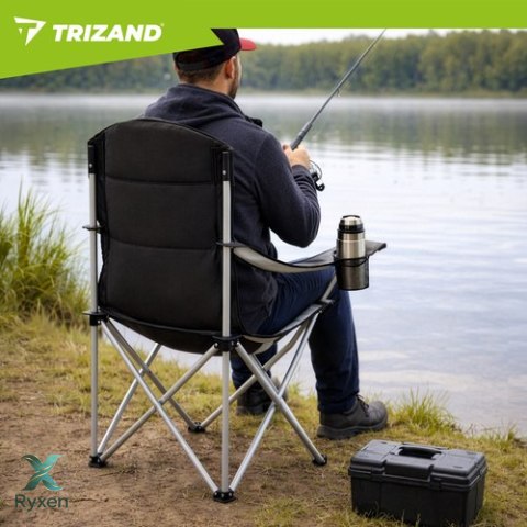 Krzesło wędkarskie czarno-szare Trizand TRIZAND