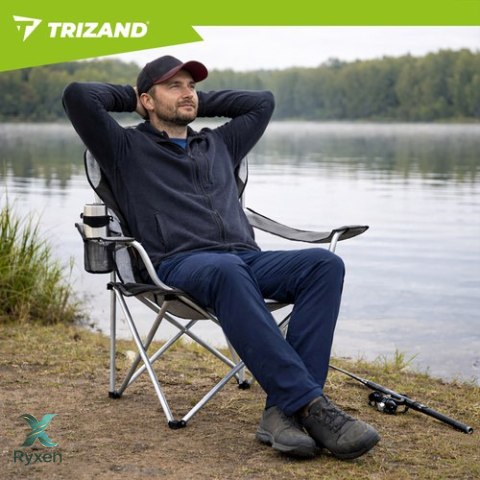 Krzesło wędkarskie czarno-szare Trizand TRIZAND