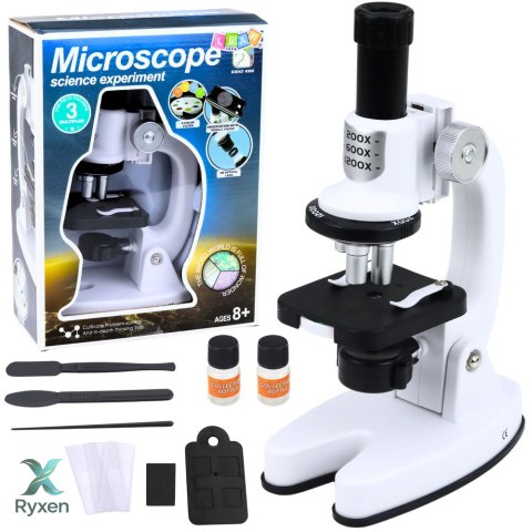 Mikroskop Zestaw Edukacyjny Dla Dzieci Zoom 1200x Akcesoria Biały LEAN TOYS