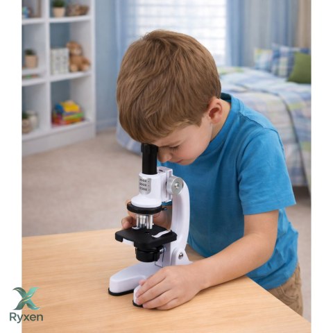 Mikroskop Zestaw Edukacyjny Dla Dzieci Zoom 1200x Akcesoria Biały LEAN TOYS