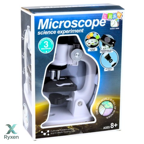Mikroskop Zestaw Edukacyjny Dla Dzieci Zoom 1200x Akcesoria Biały LEAN TOYS