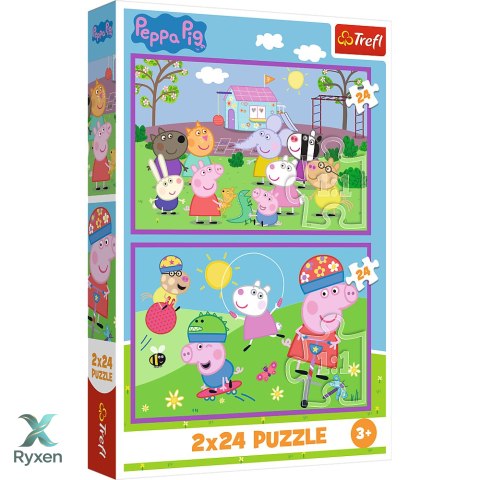 Puzzle - 2x24 - Peppa na placu zabaw - Świnka Peppa - Trefl 34435 TREFL PUZZLE