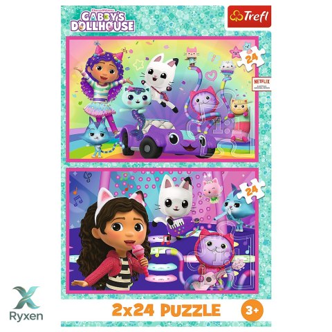 Puzzle - 2x24 - Zabawy z Gabby - Koci Domek Gabi - Trefl 34433 TREFL PUZZLE