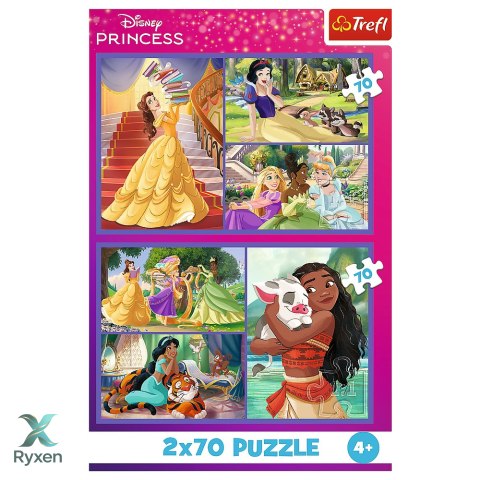 Puzzle - 2x70 - Bajkowe dni - Disney Princess - Trefl 34440 TREFL PUZZLE