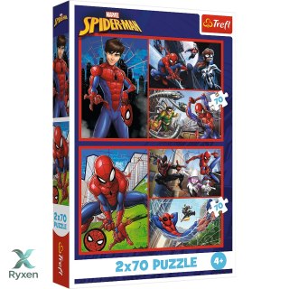 Puzzle - 2x70 - Pajęcze historie - Disney Marvel Spiderman - Trefl 34443 TREFL PUZZLE