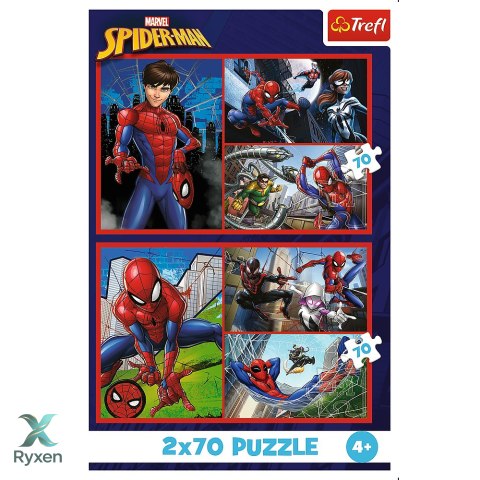 Puzzle - 2x70 - Pajęcze historie - Disney Marvel Spiderman - Trefl 34443 TREFL PUZZLE