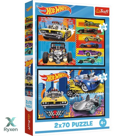 Puzzle - 2x70 - Samochodziki - Hot Wheels - Trefl 34442 TREFL PUZZLE