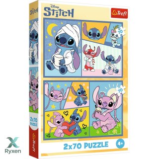 Puzzle - 2x70 - Ze Stitchem nie ma nudy - Disney Lilo i Stitch - Trefl 34444 TREFL PUZZLE