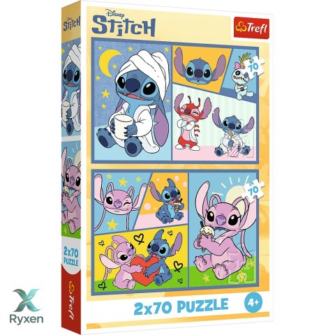Puzzle - 2x70 - Ze Stitchem nie ma nudy - Disney Lilo i Stitch - Trefl 34444 TREFL PUZZLE