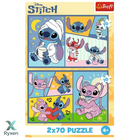 Puzzle - 2x70 - Ze Stitchem nie ma nudy - Disney Lilo i Stitch - Trefl 34444 TREFL PUZZLE