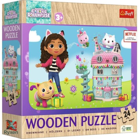 Puzzle - 24 Drewniane - Wesoła Gabi i przyjaciele - Koci Domek Gabi - Trefl 20268 TREFL PUZZLE