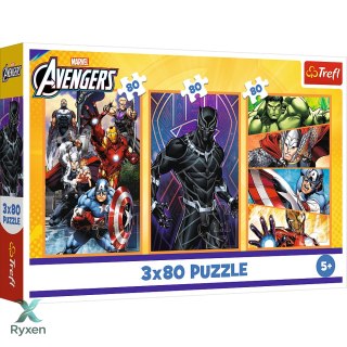 Puzzle - 3x80 - Dni pełne akcji - Disney Marvel The Avengers - Trefl 34883 TREFL PUZZLE