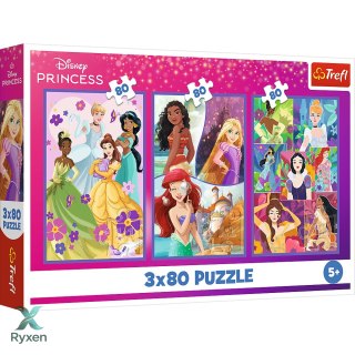 Puzzle - 3x80 - Księżniczki przyjaciółki - Disney Princess - Trefl 34884 TREFL PUZZLE