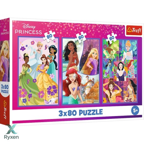 Puzzle - 3x80 - Księżniczki przyjaciółki - Disney Princess - Trefl 34884 TREFL PUZZLE