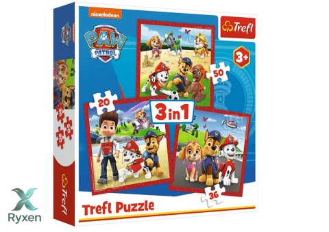 Puzzle - 3w1 (20, 36, 50) - Wesołe pieski - Psi Patrol - Trefl 34867 TREFL PUZZLE