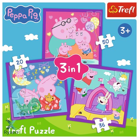 Puzzle - 3w1 (20, 36, 50) - Zwyczaje świnki Peppy - Świnka Peppa - Trefl 34893 TREFL PUZZLE
