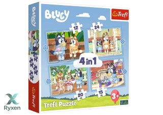Puzzle - 4w1 (12, 15, 20, 24) - Bluey i jego świat - Trefl 34637 TREFL PUZZLE