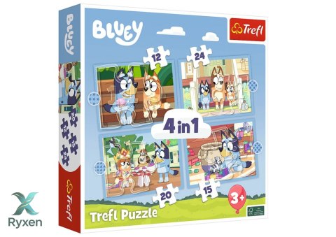 Puzzle - 4w1 (12, 15, 20, 24) - Bluey i jego świat - Trefl 34637 TREFL PUZZLE