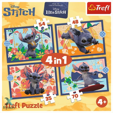 Puzzle - 4w1 (25, 48, 54, 70) - Wakacje na Hawajach - Disney Stitch - Trefl 34666 TREFL PUZZLE