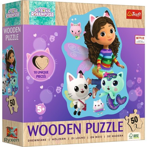 Puzzle - 50 Drewniane - Wesoła Gabi - Koci Domek Gabi - Trefl 20260 TREFL PUZZLE
