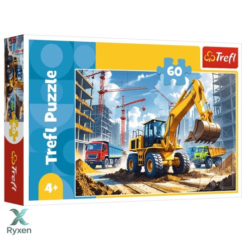 Puzzle - 60 - Traktor koparko-ładowarka - Trefl 17406 TREFL PUZZLE