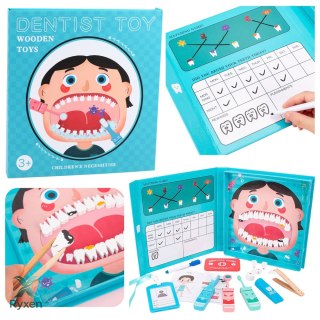 Drewniany Zestaw Małego Dentysty Książka Magnetyczna Zęby Narzędzia LEAN TOYS