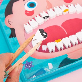 Drewniany Zestaw Małego Dentysty Książka Magnetyczna Zęby Narzędzia LEAN TOYS
